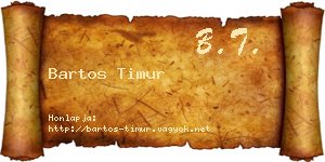 Bartos Timur névjegykártya